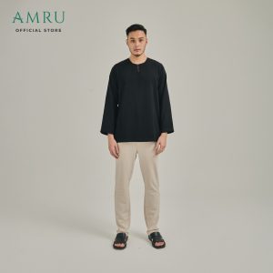 KURTA KHALEED (LONG SLEEVE) - Pure Black (S)